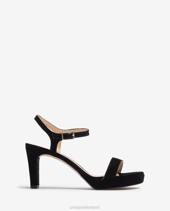 Unisa 02B0275 suède sandaal vrouwen zwart