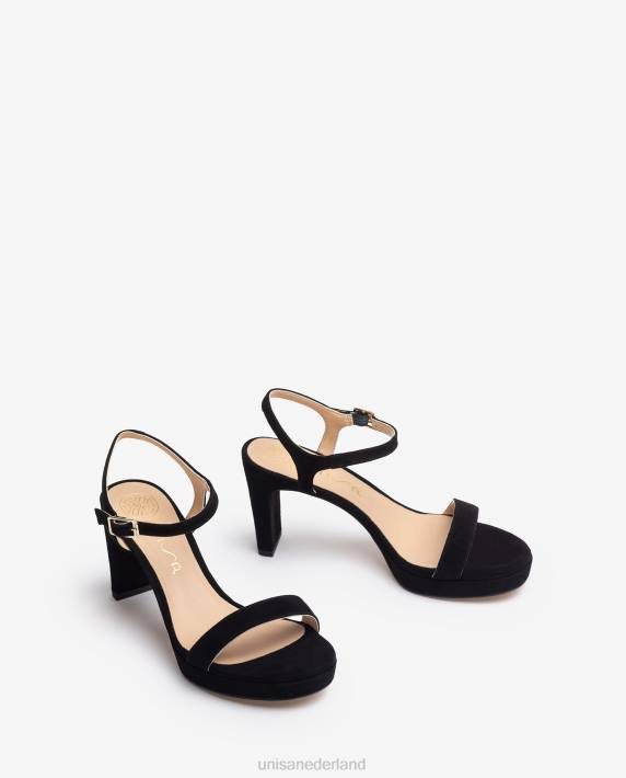 Unisa 02B0275 suède sandaal vrouwen zwart