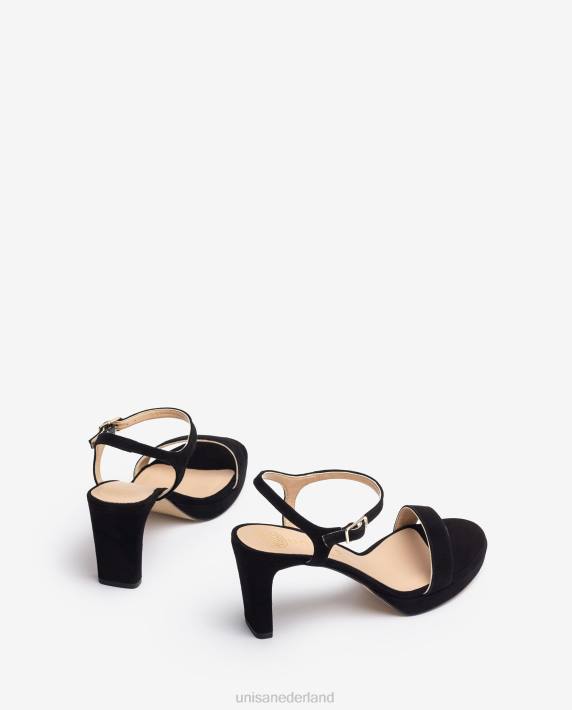 Unisa 02B0275 suède sandaal vrouwen zwart