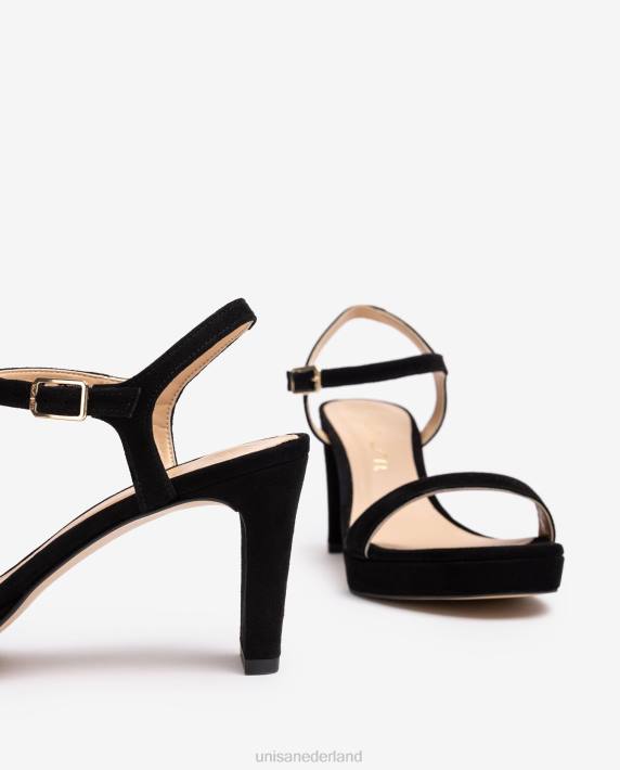 Unisa 02B0275 suède sandaal vrouwen zwart