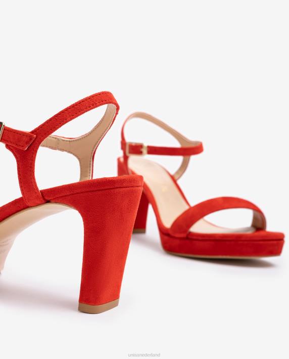 Unisa 02B0276 suède sandaal vrouwen rood