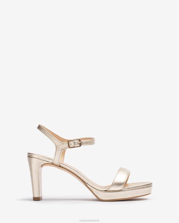 Unisa 02B0278 Leren sandaal met metallic effect vrouwen mode