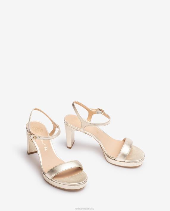 Unisa 02B0278 Leren sandaal met metallic effect vrouwen mode