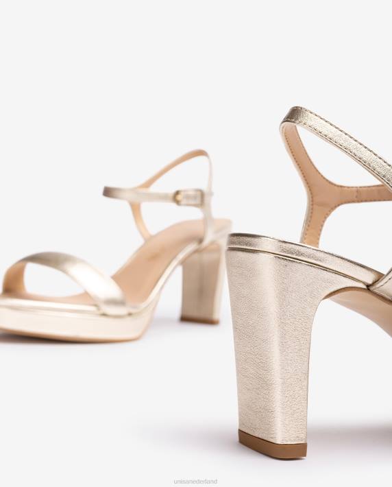 Unisa 02B0278 Leren sandaal met metallic effect vrouwen mode