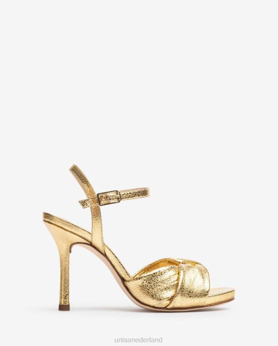 Unisa 02B0287 crossover vamp sandaal met hoge hak vrouwen goud