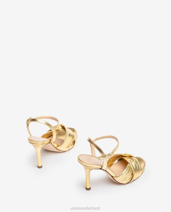 Unisa 02B0287 crossover vamp sandaal met hoge hak vrouwen goud