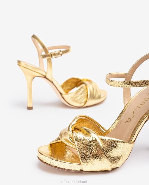 Unisa 02B0287 crossover vamp sandaal met hoge hak vrouwen goud
