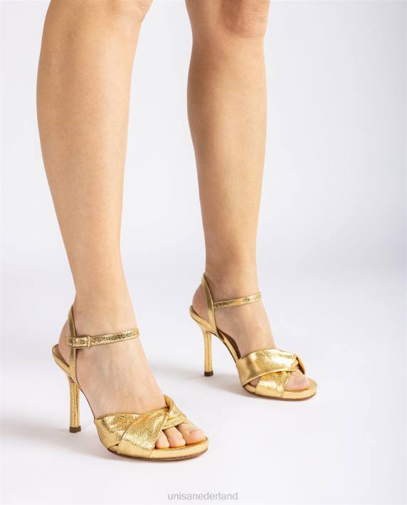 Unisa 02B0287 crossover vamp sandaal met hoge hak vrouwen goud