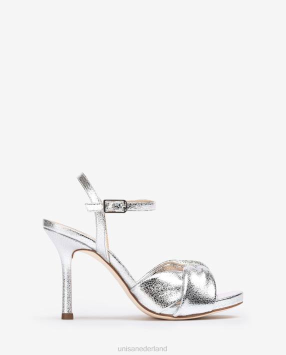 Unisa 02B0288 crossover vamp sandaal met hoge hak vrouwen zilver