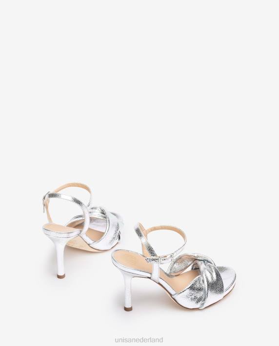 Unisa 02B0288 crossover vamp sandaal met hoge hak vrouwen zilver