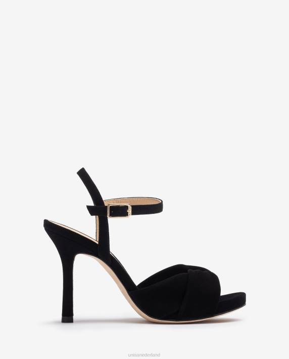 Unisa 02B0289 crossover vamp sandaal met hoge hak vrouwen zwart