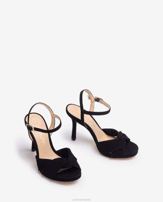 Unisa 02B0289 crossover vamp sandaal met hoge hak vrouwen zwart