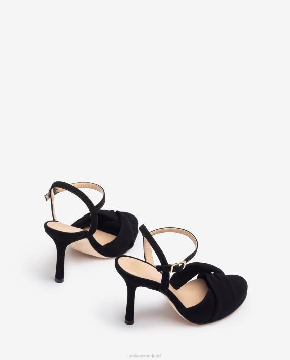 Unisa 02B0289 crossover vamp sandaal met hoge hak vrouwen zwart