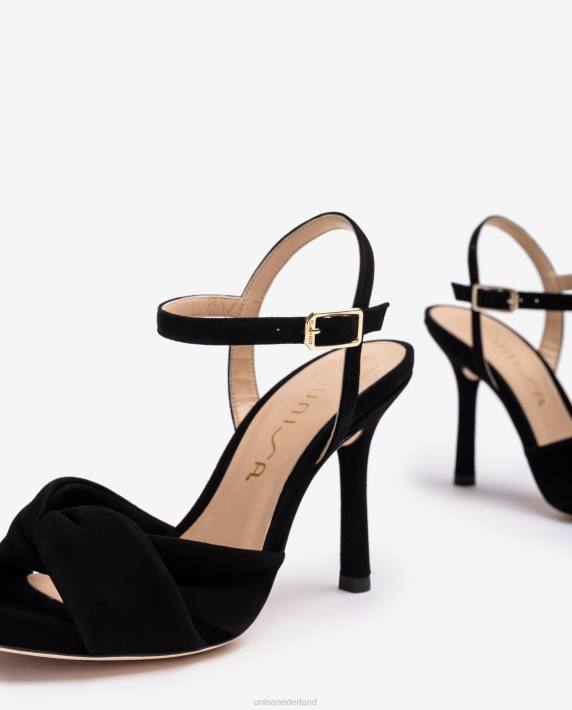 Unisa 02B0289 crossover vamp sandaal met hoge hak vrouwen zwart