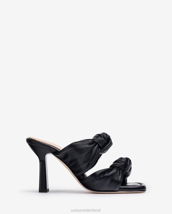 Unisa 02B0301 leren sandalen met knopen vrouwen zwart