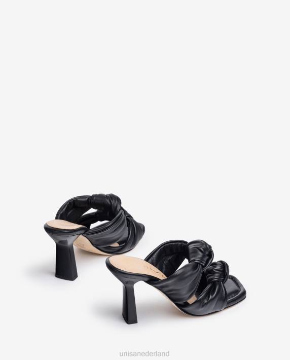 Unisa 02B0301 leren sandalen met knopen vrouwen zwart