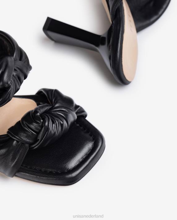 Unisa 02B0301 leren sandalen met knopen vrouwen zwart