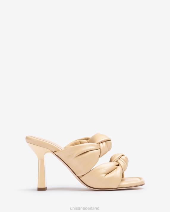 Unisa 02B0302 leren sandalen met knopen vrouwen beige