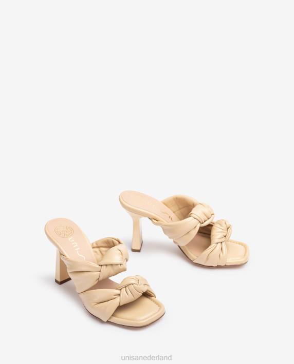 Unisa 02B0302 leren sandalen met knopen vrouwen beige