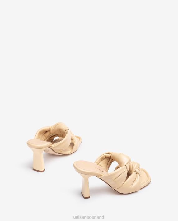 Unisa 02B0302 leren sandalen met knopen vrouwen beige