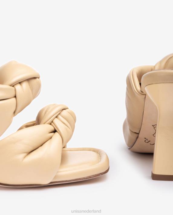 Unisa 02B0302 leren sandalen met knopen vrouwen beige