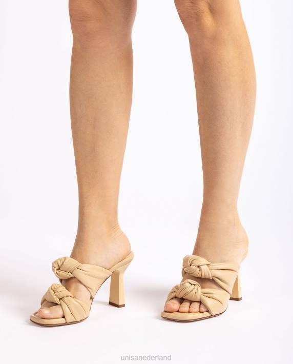 Unisa 02B0302 leren sandalen met knopen vrouwen beige