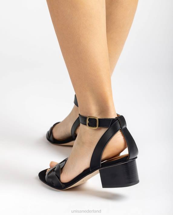 Unisa 02B0305 sandaal met decoratieve perforaties op het voorblad vrouwen zwart