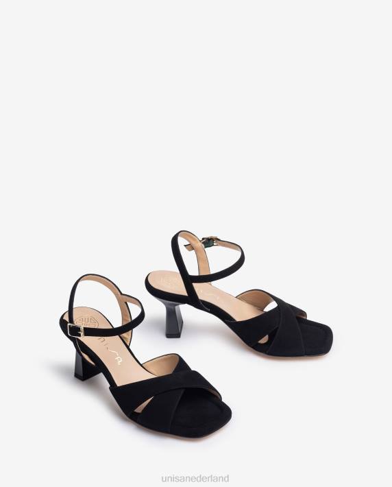 Unisa 02B0312 sandaal met gekruiste bandjes vrouwen zwart