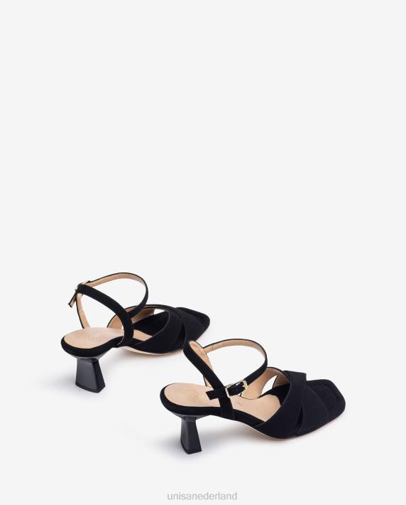 Unisa 02B0312 sandaal met gekruiste bandjes vrouwen zwart