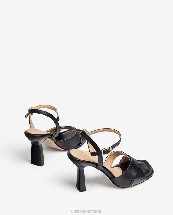 Unisa 02B0338 sandalen met gekruiste leren bandjes vrouwen zwart