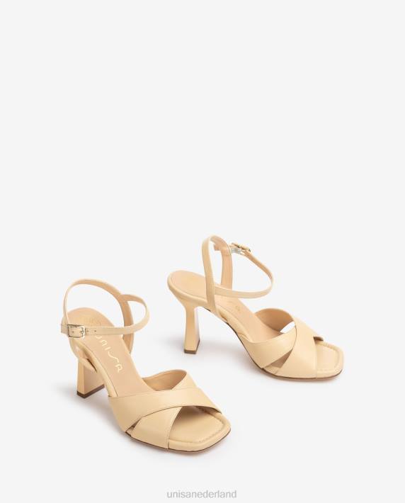 Unisa 02B0339 sandalen met gekruiste leren bandjes vrouwen beige