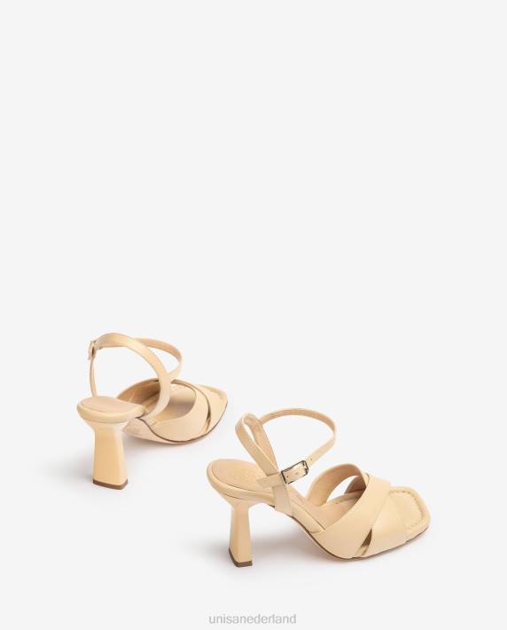 Unisa 02B0339 sandalen met gekruiste leren bandjes vrouwen beige