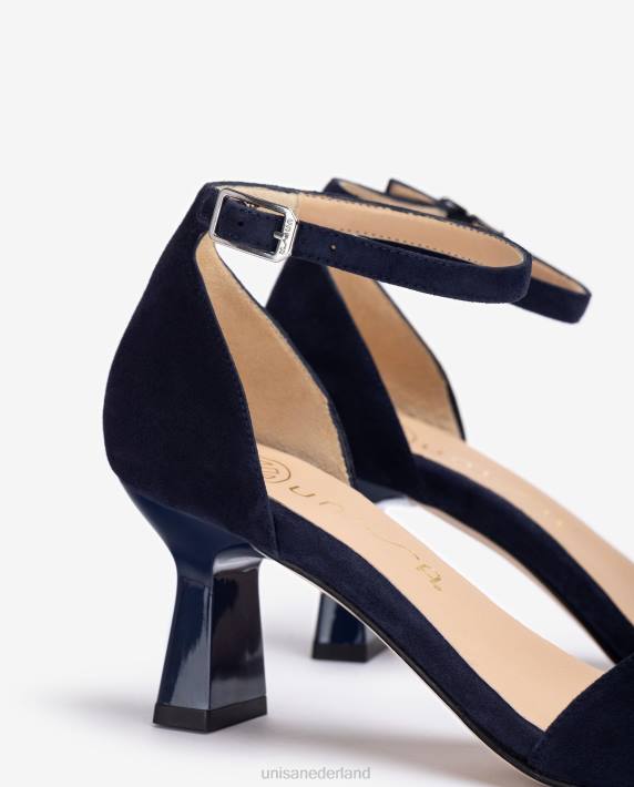 Unisa 02B0364 suède sandaal met geometrische hak vrouwen blauw