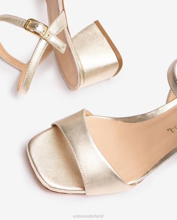 Unisa 02B037 sandaal met brede hak vrouwen goud