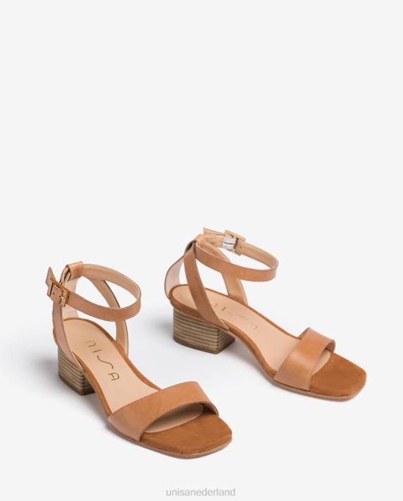 Unisa 02B0380 sandalen met brede hak vrouwen bruin