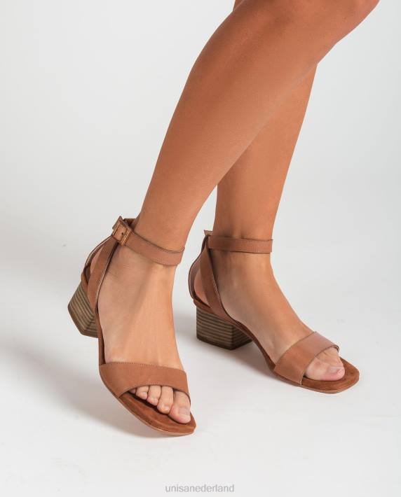 Unisa 02B0380 sandalen met brede hak vrouwen bruin