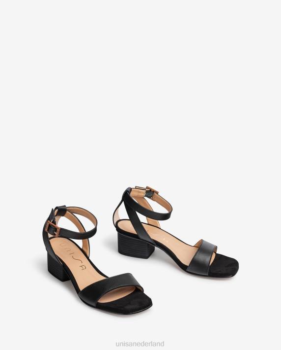 Unisa 02B0381 sandalen met brede hak vrouwen zwart