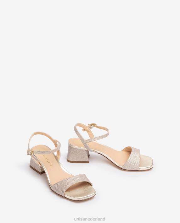 Unisa 02B038 sandaal met brede hak vrouwen goud