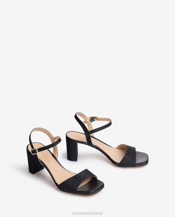 Unisa 02B0392 sandalen met vierkante neus vrouwen zwart
