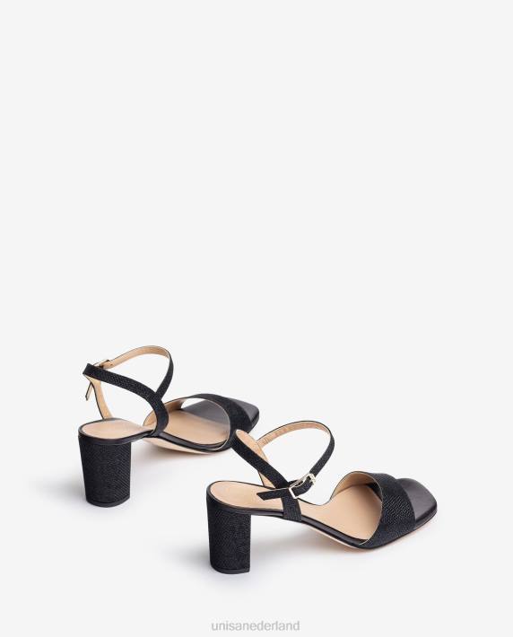 Unisa 02B0392 sandalen met vierkante neus vrouwen zwart