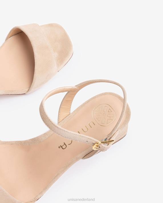 Unisa 02B039 sandaal met brede hak vrouwen beige