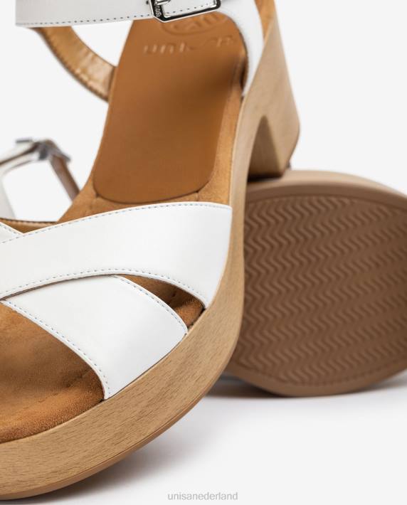 Unisa 02B0406 leren sandaal met middelhoge hak vrouwen wit