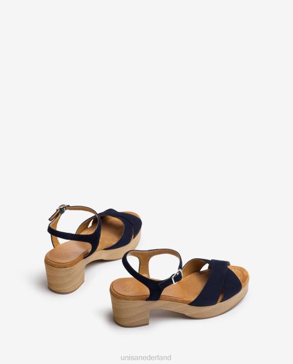 Unisa 02B0407 suède sandaal met middelhoge hak vrouwen blauw