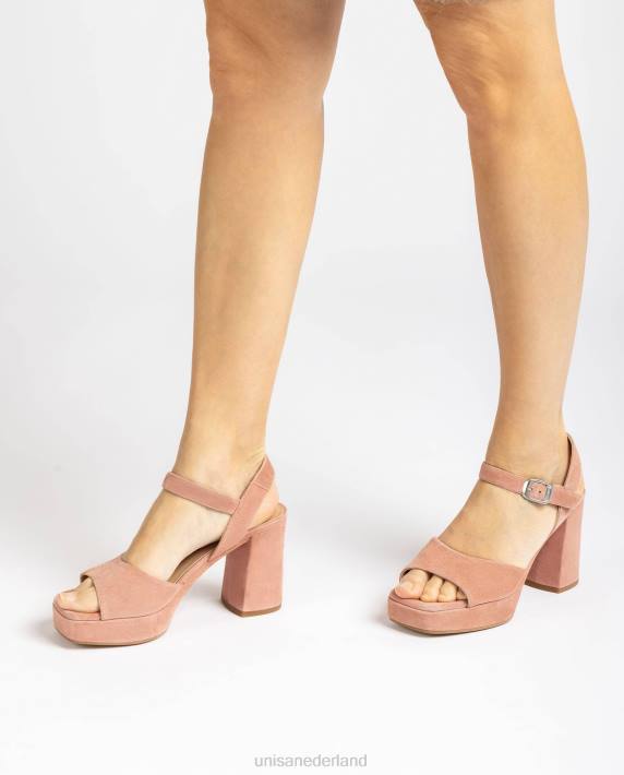 Unisa 02B0412 suède sandaal met brede hak vrouwen roze