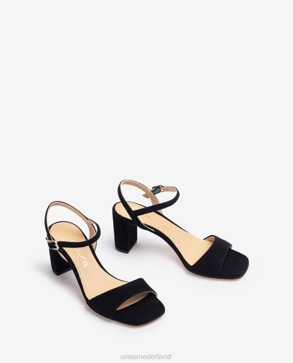 Unisa 02B0416 vierkante zool sandaal vrouwen zwart