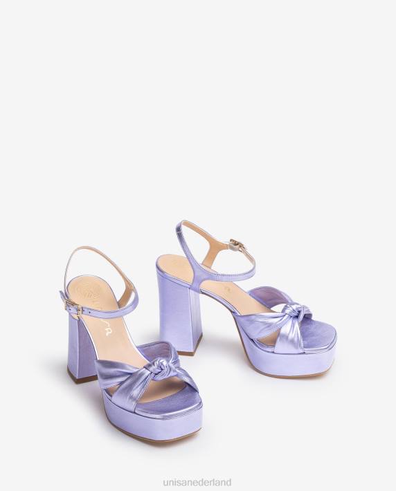 Unisa 02B049 Sandalen met vierkante neus en een knoop aan de voorkant vrouwen lila