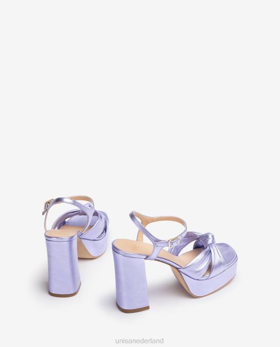 Unisa 02B049 Sandalen met vierkante neus en een knoop aan de voorkant vrouwen lila