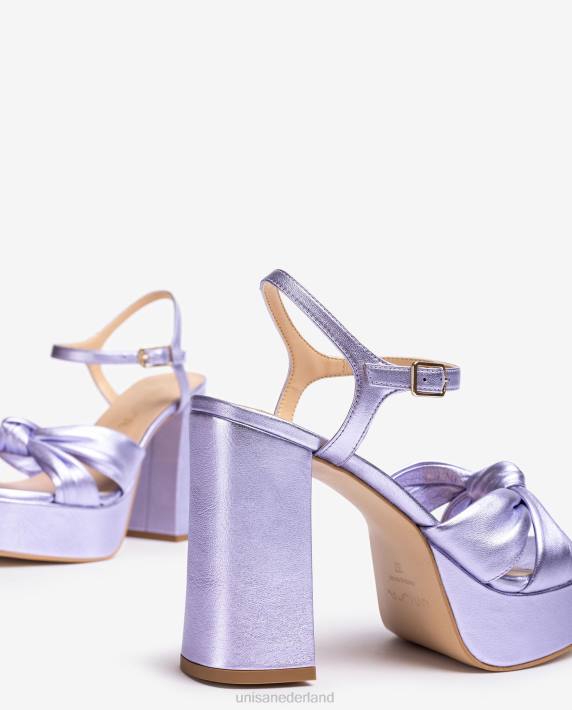 Unisa 02B049 Sandalen met vierkante neus en een knoop aan de voorkant vrouwen lila