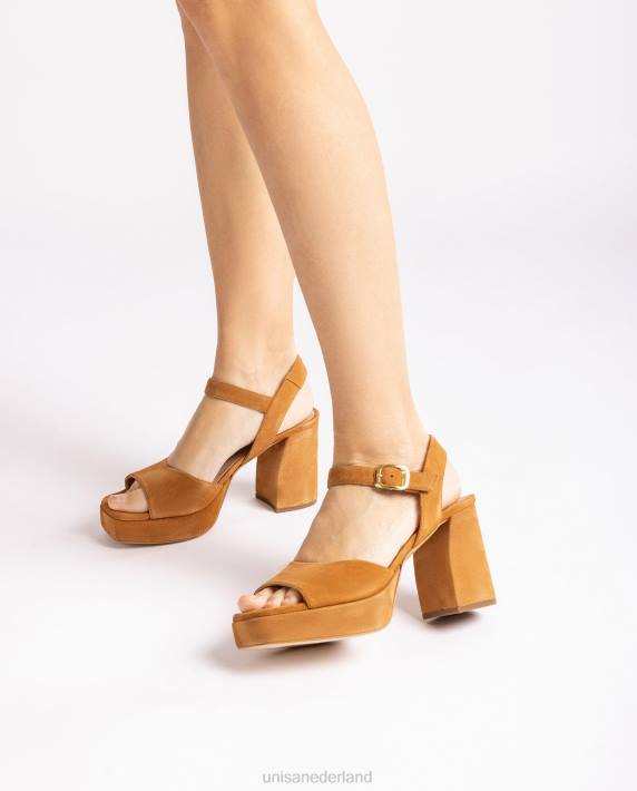 Unisa 02B066 suède sandaal met brede hak vrouwen bruin