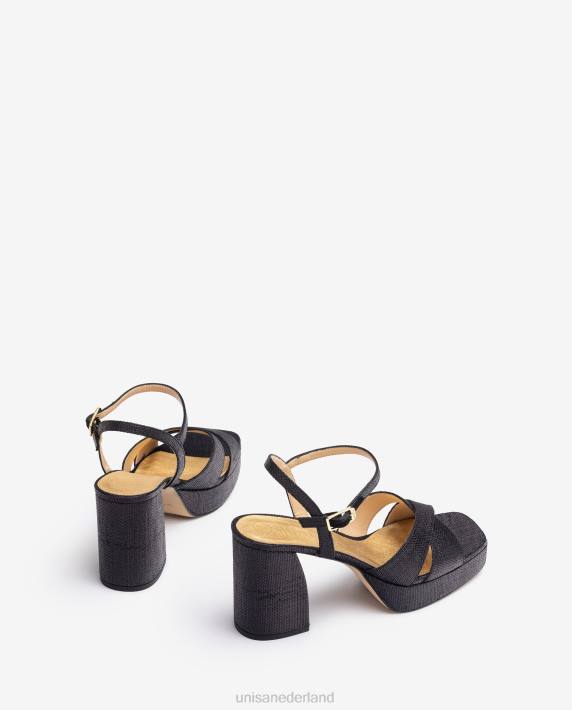 Unisa 02B069 sandaal met brede hak vrouwen zwart